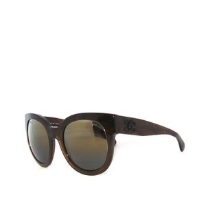 Chanel 5358 1569/Y9 Brown Resin Gold Mirror Butterfly Sunglasses CH5358